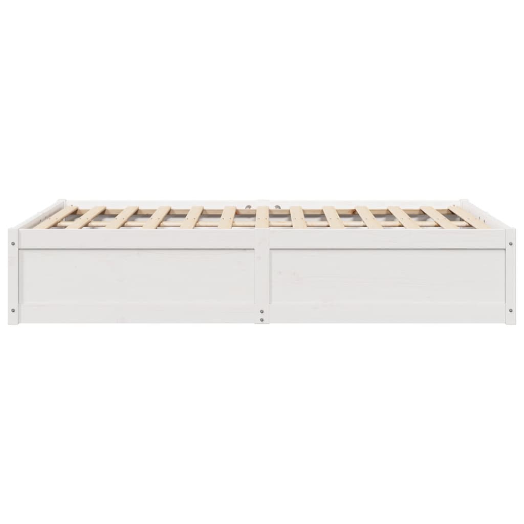 Vidaxl Rama Łóżka Bez Materaca, Biała, 135X190 Cm, Lite Drewno Sosnowe