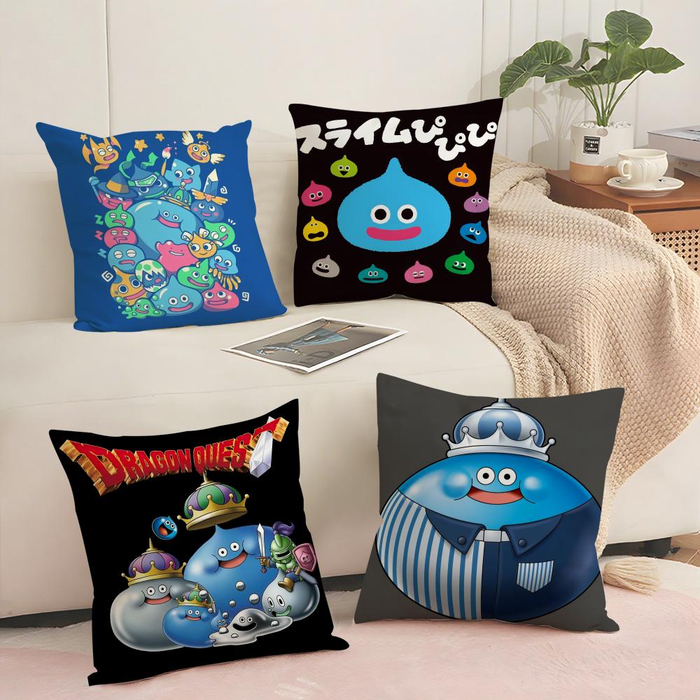 D-Dragon Quest Rocket Slime Cushion Cover Soft Short Plush Pillow Cover Smooth Cozy Texture Aesthetic Cushion Case Home Decor
