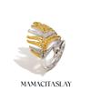 MamacitaSlay 316L Stainless Steel Mixed Color Peacock Feather Ring 18K Gold Plated Waterproof Ring Women's Elegant Ring Gift