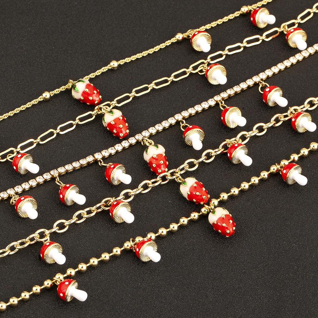 Nidin New Popular Red Strawberry/Mushroom Delicate Pendant Necklace For Women Female Romantic Sweet Simple Style Jewelry Gifts