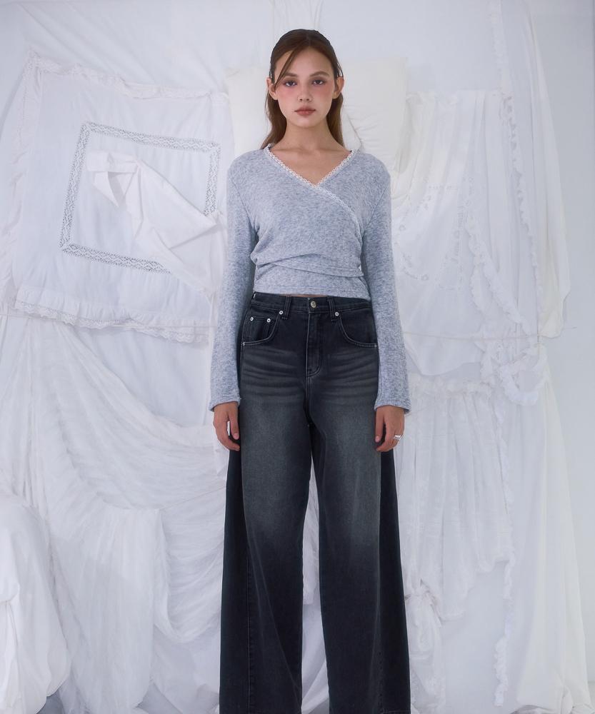 ROSEFRANTZ Lace Line Wrap Long Sleeve [Gray]