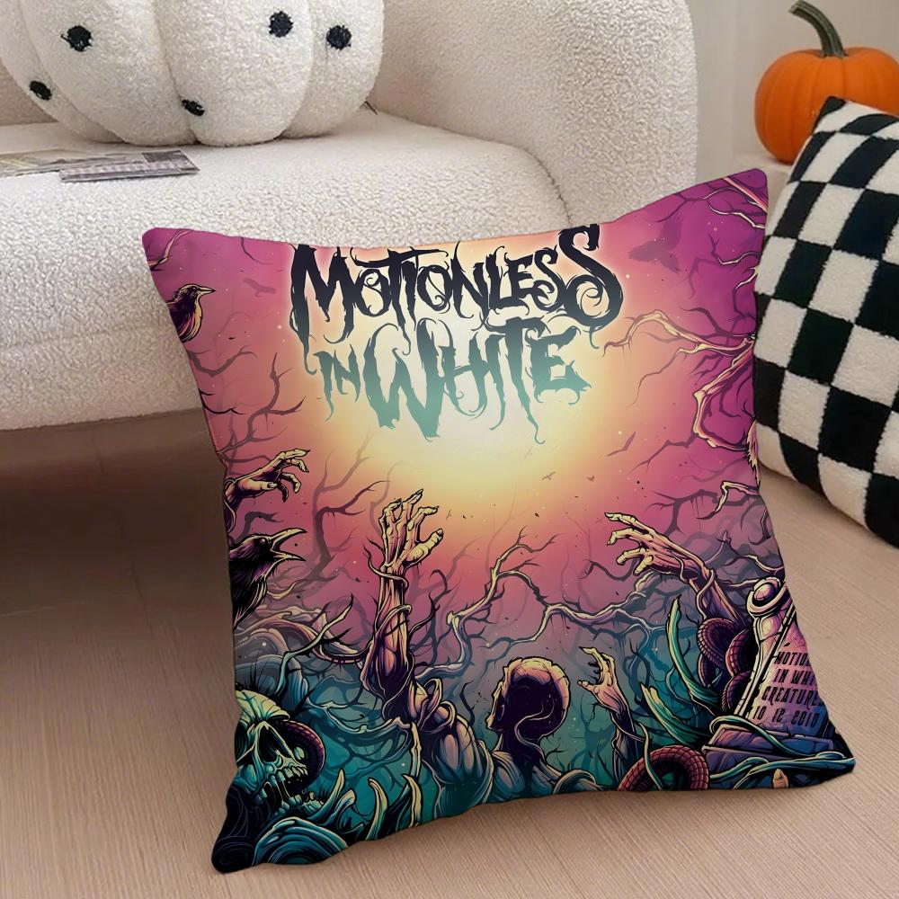 Dark American Rock Band MMotionless In White Cushion Cover Throw Pillow Cover Hidden Button Durable Polyester Chair Cushion