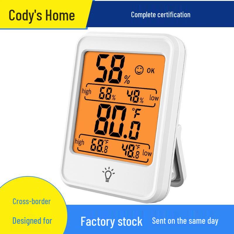 Home Multifunctional Desktop Temperature & Humidity Meter with High-Precision & Night Light Display белый