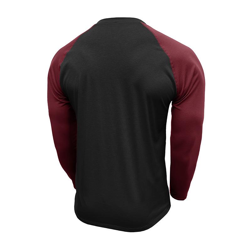 T-shirt casual da uomo a maniche lunghe raglan, vestibilità larga