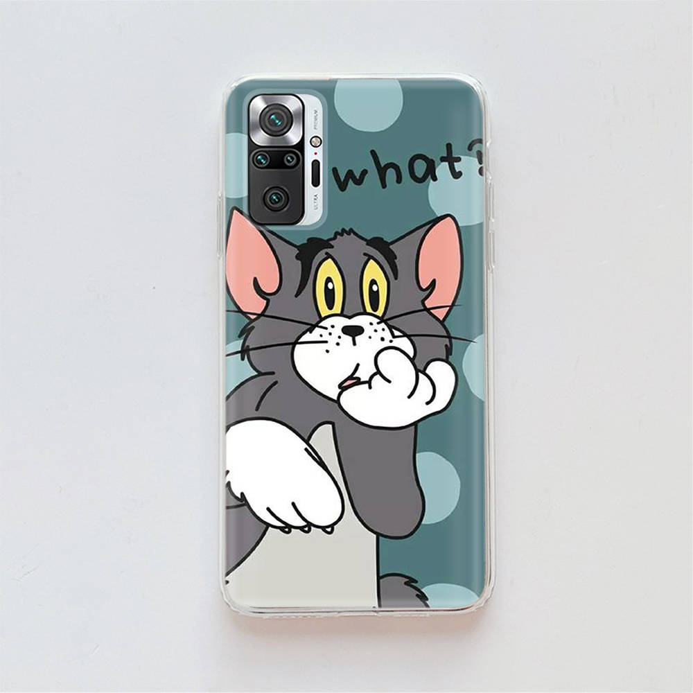 Transparente Hülle für Samsung A04 A14 A23 A34 A54 M23 M33 M52 M53 Realme Narzo 50 50I 50a Prime C35 C55 C30S 10 9 Pro T-95 Niedliche Tom Jerry Katze