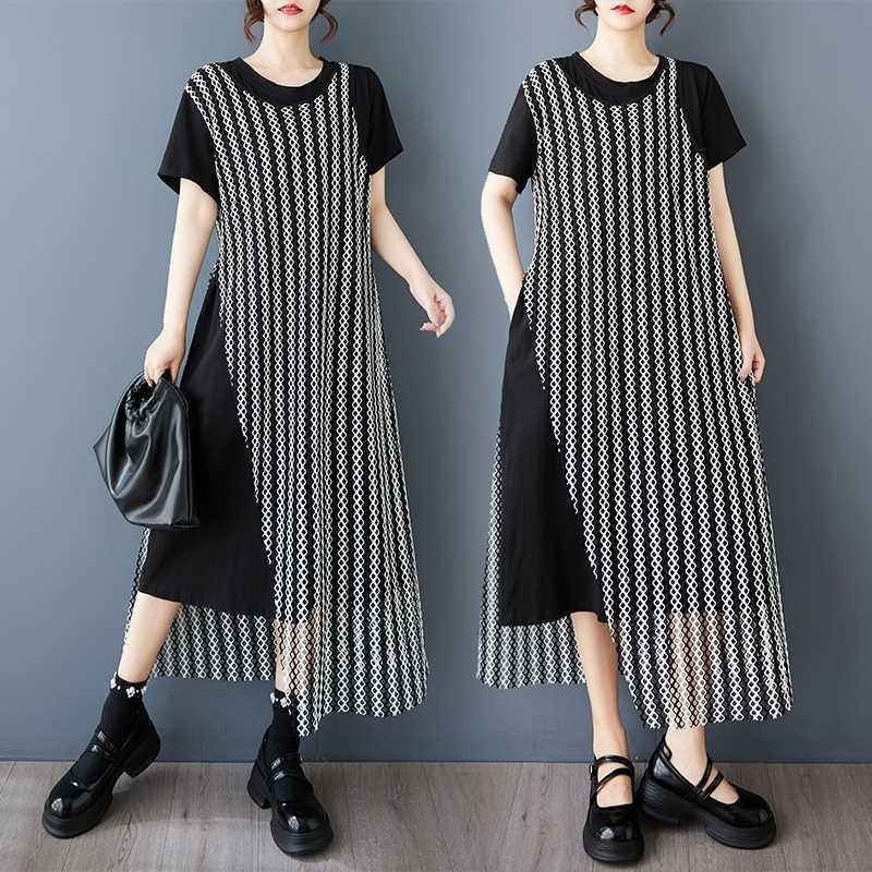 Fake Two Loose Casual Versatile Short Sleeved Dresses for Women