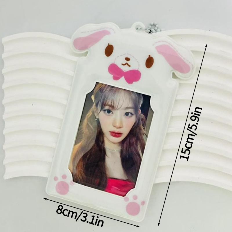 Cute Animal Photocard Holder K-Pop Idol Photo Card Sleeves With Keychain Id Badge Holder Card Protector Anime Game Peripheral Set