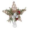 Christmas Tree Topper Star Rustic Decorative Woven Jute Rope with Bells Festive Holiday Centerpiece for Home Office Xmas