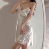 Summer Sexy Lace Trim Ice Silk Nightdress - Women's Sleeveless Solid Color Pajamas for Boudoir