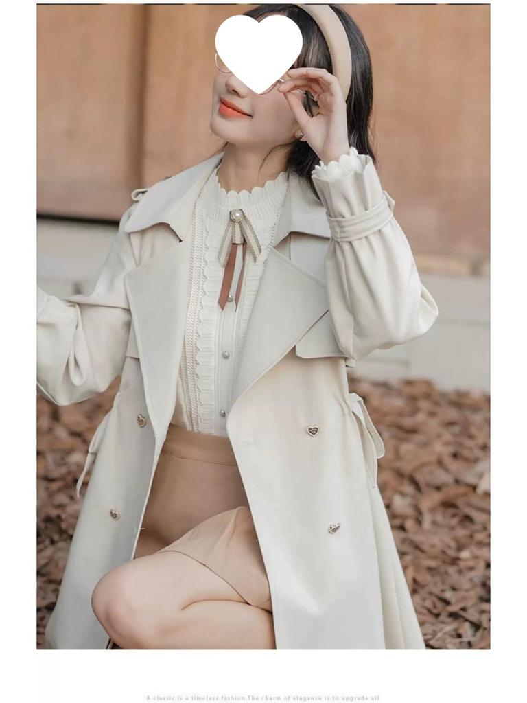 2025 Autumn Women's Petite French Trench Coat - British Style, Korean Version, Loose Fit