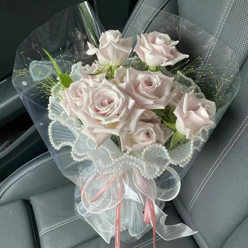 4Yards Flower Bouquet Wrapping Pearl Wave Yarn Rose Florist Packaging Lace Mesh Material Wedding Party Gift Decoration Supplies