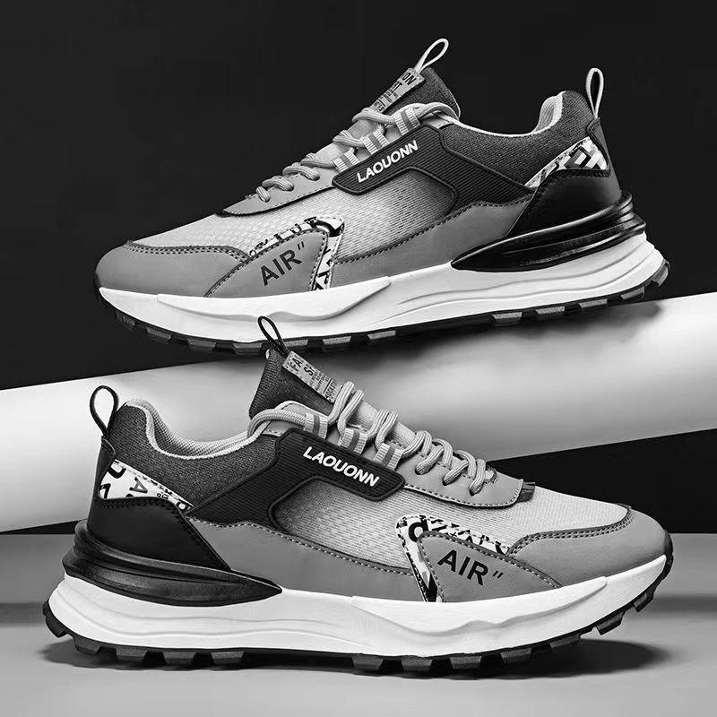 Spring and Autumn New Breathable Mesh Men's Shoes Comfortable Thick Bottom Running Sports and Leisure Shoes