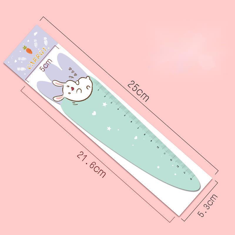 1 Stück Niedlicher Karotten-Hase Kawaii Schreibwaren Cartoon-Zeichnung Geschenk Koreanisch Büro Schule Kätzchen Gerade Kunststofflineal