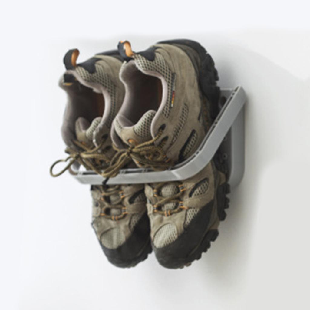 Wall Mounted Shoes Rack Adhesive Foldable Space Saving PP Door Shoe Hanger for Bathroom Grey Free