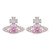 Ismene Saturn Shaped Brass Earrings Women Earrings Silver Pink-Diamond 8053195228997