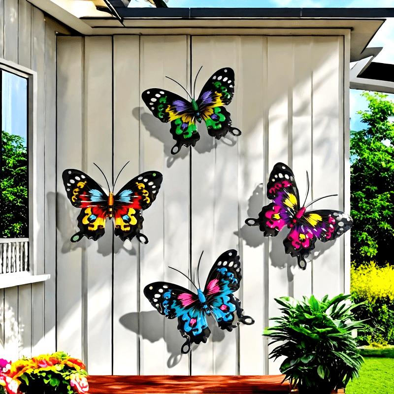 

4-Pack Colorful Metal Butterfly Wall Art - Iron Pendulum Decor for Garden, Yar Balcony Outdoor Fence Art Decoration Ideal Gift белый