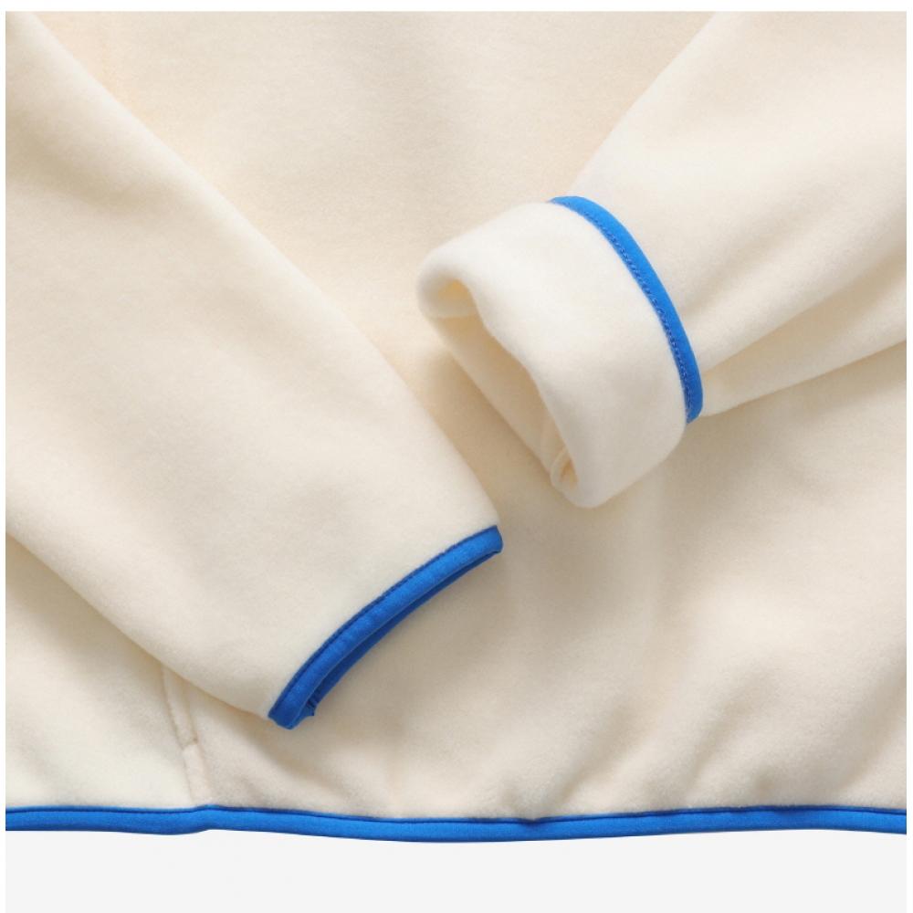 Sporty Rich Qz741cr Cream Ocean Serif Serif Logo Button Polar Fleece Public Sweatshirt