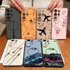 Magnetic Airplane Route Pattern Phone Case For Samsung Galaxy S26 S25 Ultra Edge S24 S23 FE A57 A17 A56 A37 A16 A55 A36 5G Cover