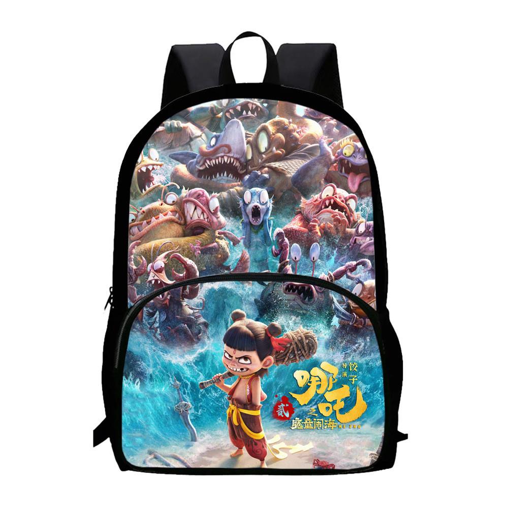 Durable Backpack Nezha Oxford Bookbag For School Use Large Capacity Gift Bag