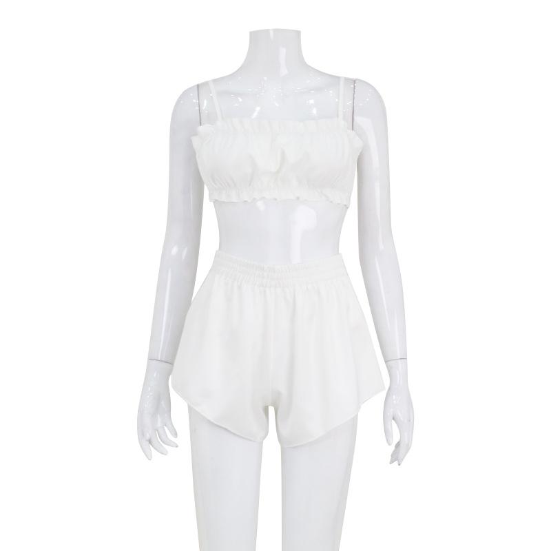 Sexy Silk Ruffle Camisole Pajama Set - Women's Two-Piece Nightwear