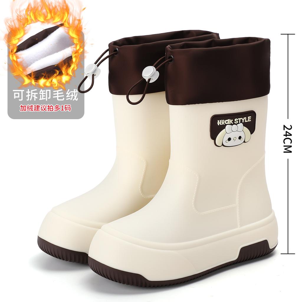 2025 new waterproof rain shoes women's fashion wear warm short rain boots Internet celebrity platform water shoes soft sole rubber shoes