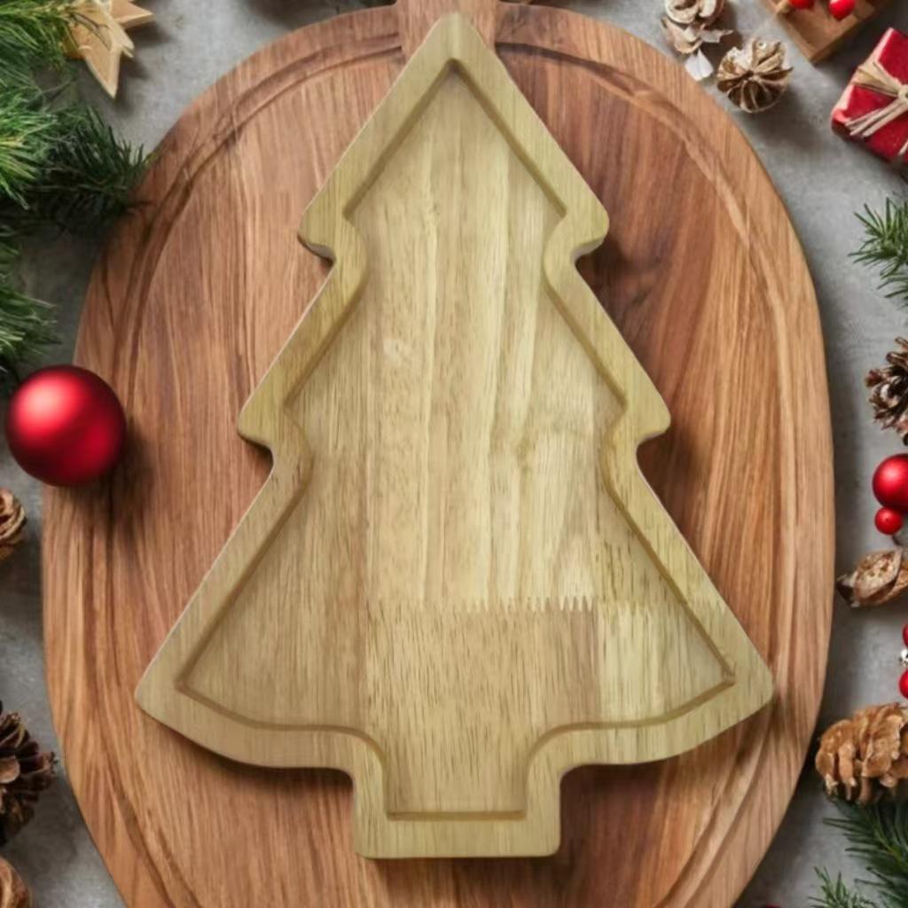 Wooden Holiday Tray: Reindeer, Christmas Tree, Rabbit, Hat Decor