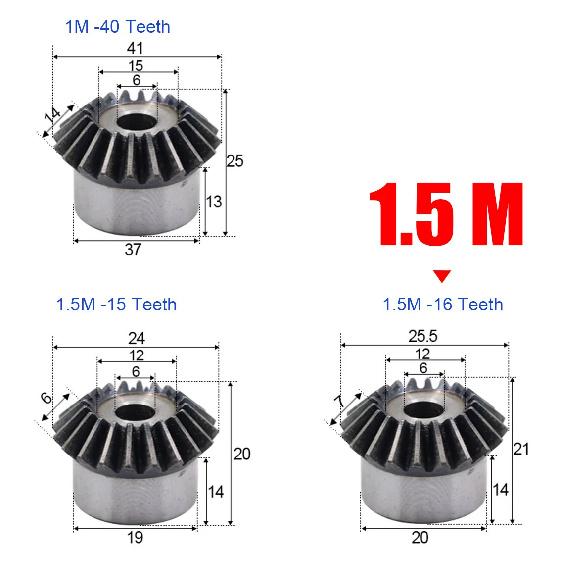 1 PIEZA Engranaje Cónico 1M~5M 1:1 15T 16T 17T 18T 19T 20T~30T Engranaje Ángulo de Presión 90 Grados Engranajes de Acero Dientes Rectos Acero al Carbono 45# Agujero Rugoso
