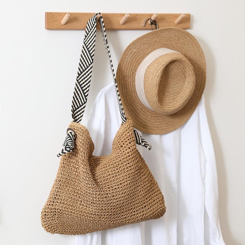 Korean Ins Nautical Style New Trendy Chic Handwoven Straw Single Shoulder Bag - Versatile Women's Vacation Beach Tote