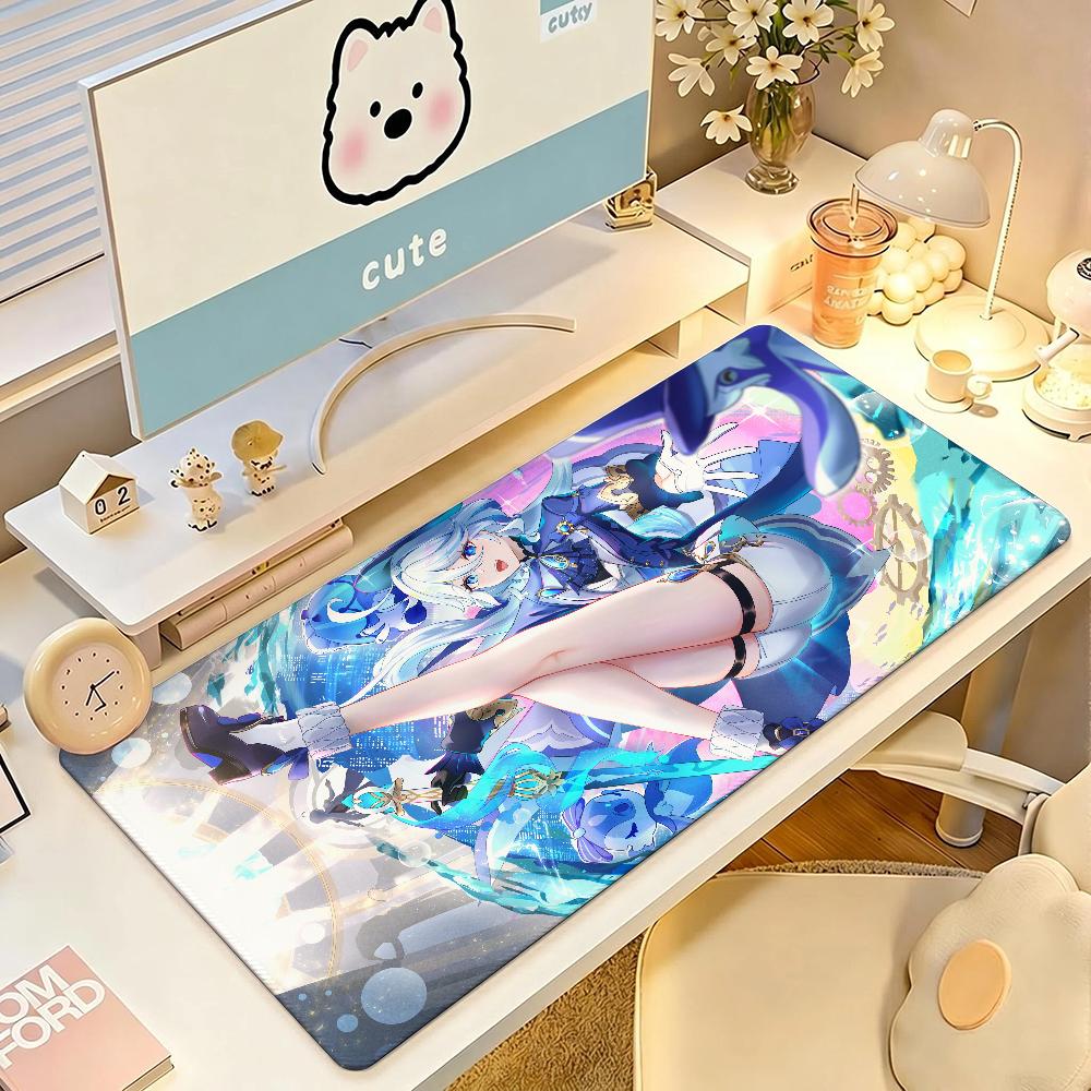 Game Genshin Impact Furina Mouse Pad Anti Slip Rubber Edge Locked Thickened Laptop Gaming Desk Mat