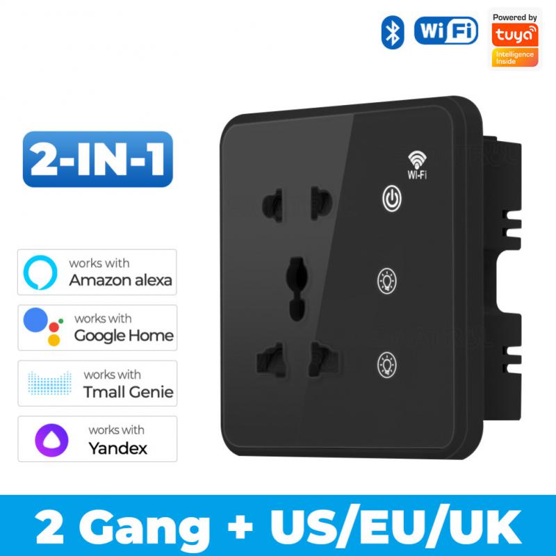 Corui Tuya Wifi Priză Inteligentă de Perete 2 Lămpi Stradale Comutator Tactil Mufă EU US UK Control Aplicație Smart Life Voce Alexa Google Home Alice