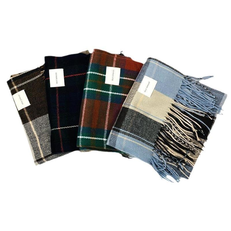 Autumn and winter scarves women's new products long imitation cashmere scarves retro plaid fringed scarves shawl