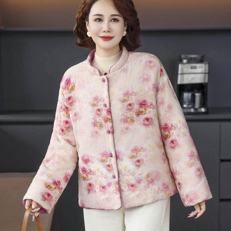 

Women s new cotton-padded jacket double-sided retro women s new stand-up collar disc-buckled cotton-padded jacket to keep warm 5XL [recommended 150-80kg]