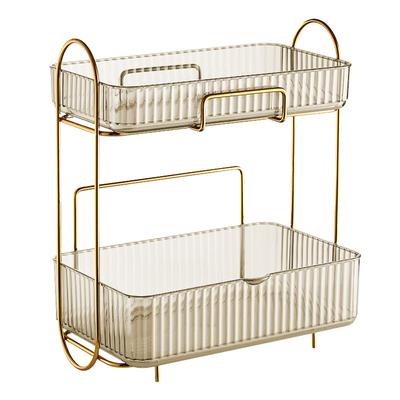 2 Etagen Badezimmer-Thekenorganizer mit herausnehmbarer Box Große Kapazität Make-up-Ablageregal für