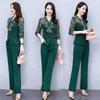 Women's Chiffon Printed Suit Spring And Autumn Fashion Slim Tops Wide Leg Pants 2 Two Piece Set Cute Outfits For Women