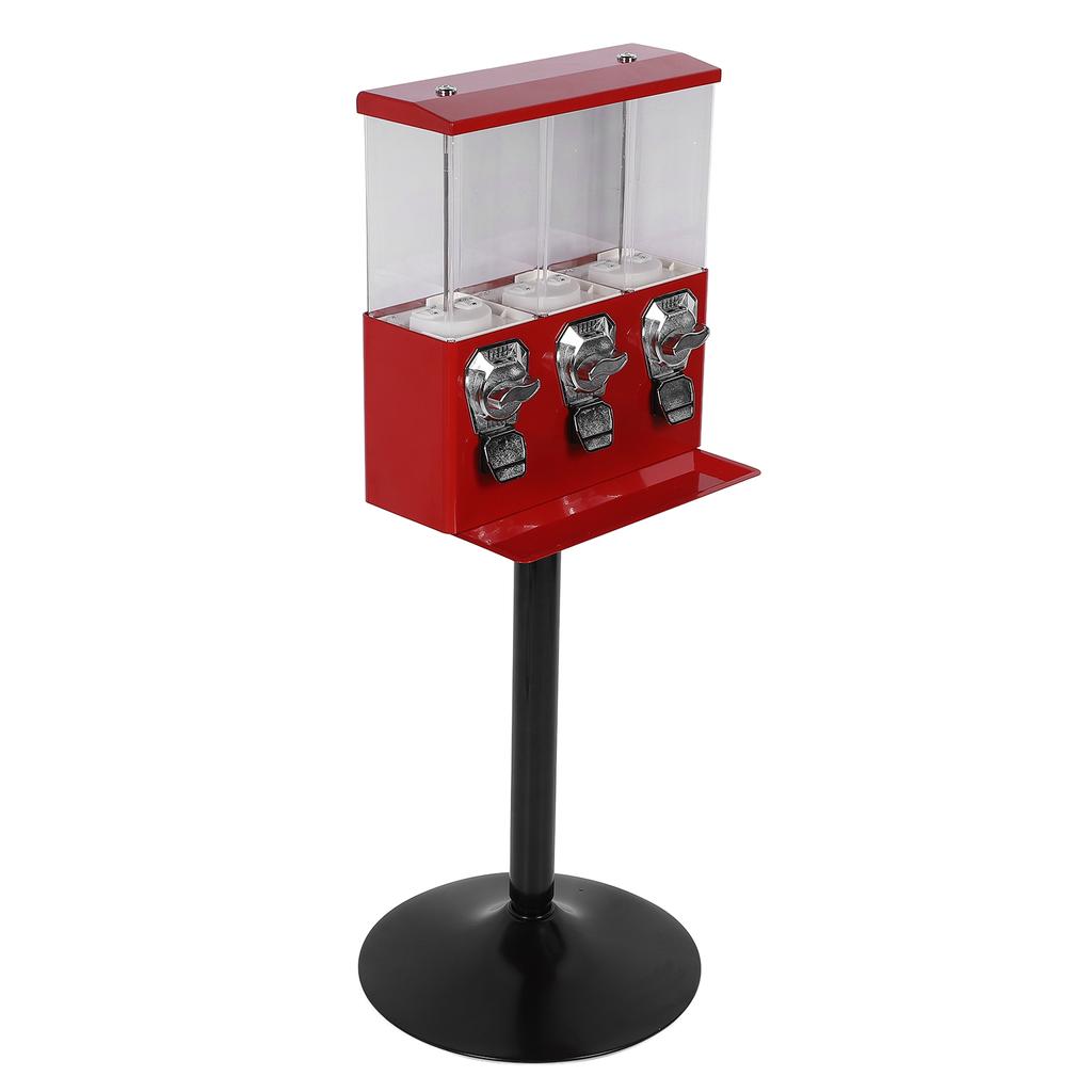 Candy Vending Machine with Stand Anti Theft Keys Triple Individual Candy Boxes Coin Operated