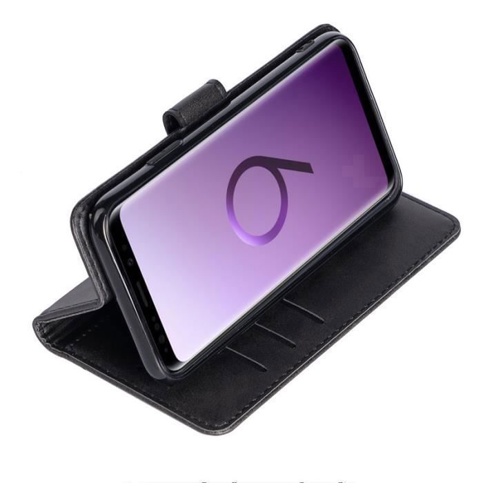Hbasics skal för Samsung Galaxy S9 mobilskal- i Svart - konstläder, magnetiskt, Kortfack, Stativfunktion