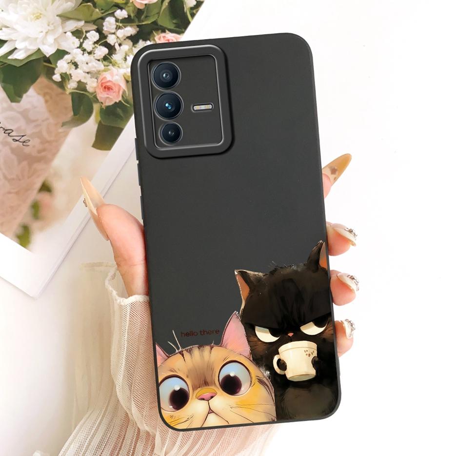 For Vivo V23 Pro Case V2132 Cute Cat Panda Cartoon Cover Soft TPU Matte Phone Case For Vivo V23e V 23 VivoV23 Pro 5G Fundas Bags