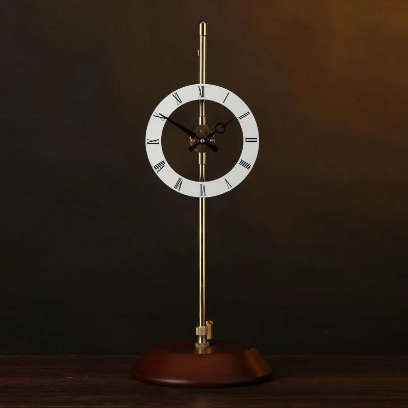 Desktop Aerodynamic Clock Table Clock Invisible Home Decor Desk Pendulum Brass Solid Wood Silent Clock Decoration