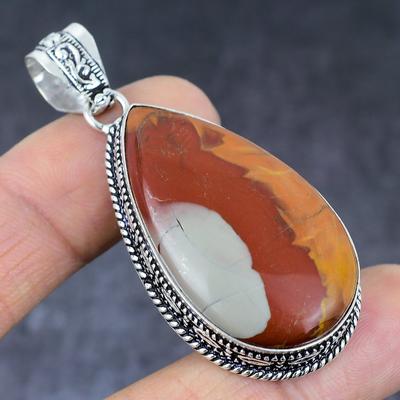 Natural Noreena Jasper Gemstone Handmade 925 Sterling Silver Pendant 2.36" H1a31