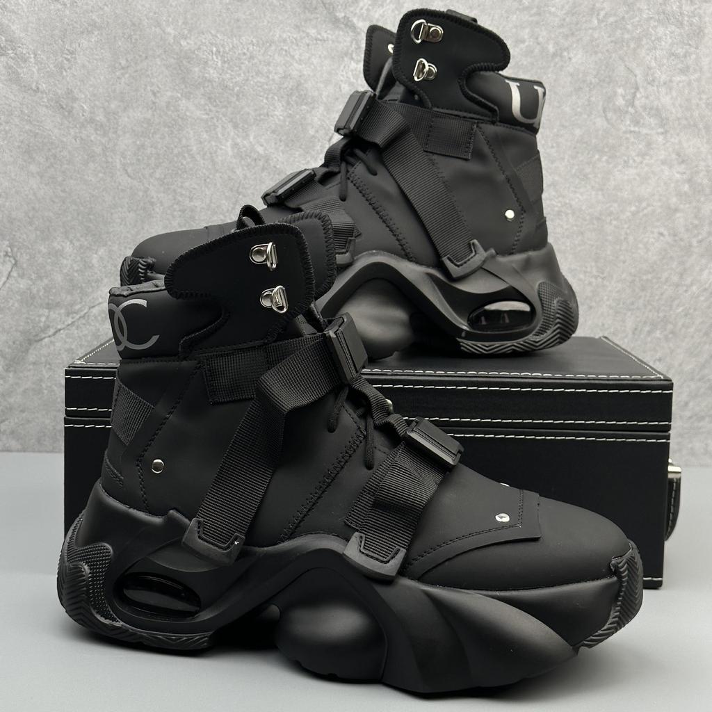 Europäische Herren High-Top Schwarze Sneaker: Frühling 2025 Trend, Größenerhöhend und Stilvoll