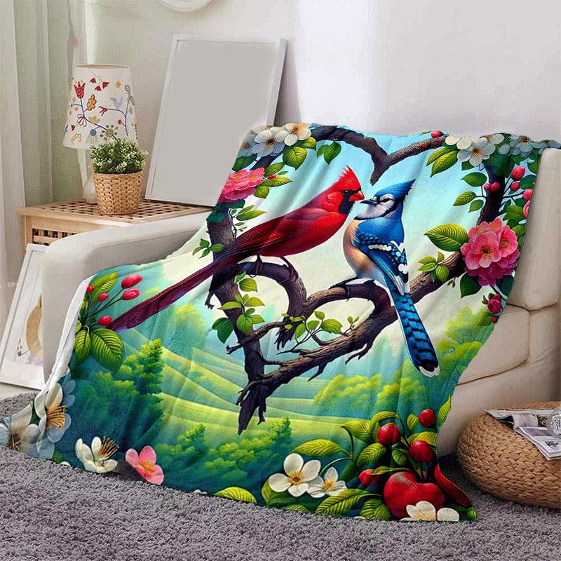 1 Stück Vogel-Aufdruck Leichte Flanelldecke, Bequeme und Warme Decke, für Camping Sofa Bett und Couch Büro, Geschenk