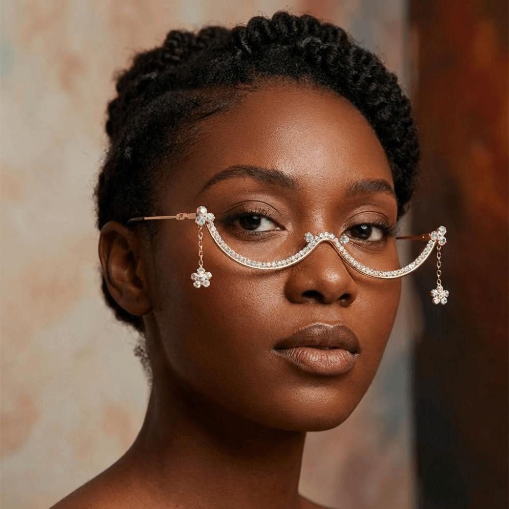 Light Luxury Rhinestone Glasses Frames Sparkling Girl Face Decoration  Masquerade Party