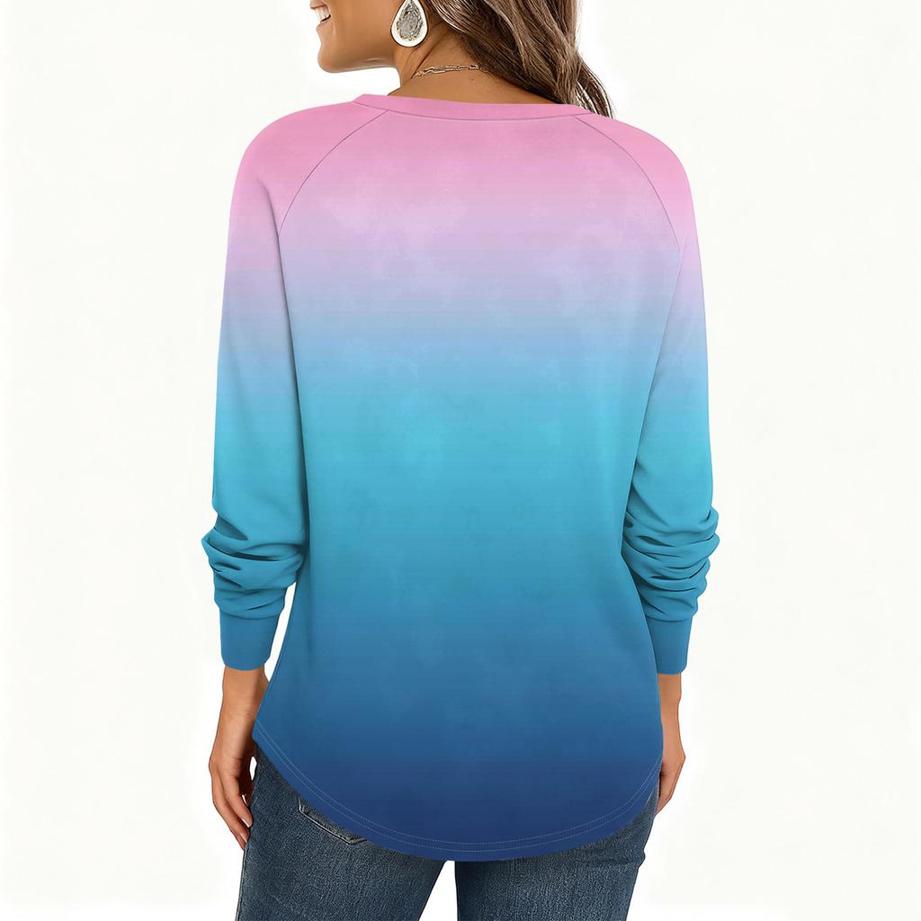 Women's Fashion  Loose Long Sleeve Round Neck Casual Top