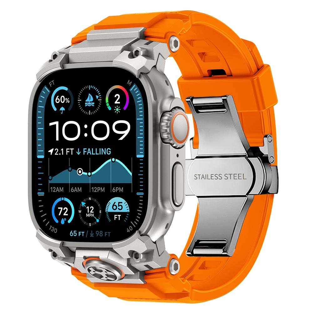 Rubber Sports Band for Apple Watch Band Ultra 3 2 1 49mm Silicone Luxury Strap Butterfly Clasp Bracelet For iWatch Ultra 3 49MM