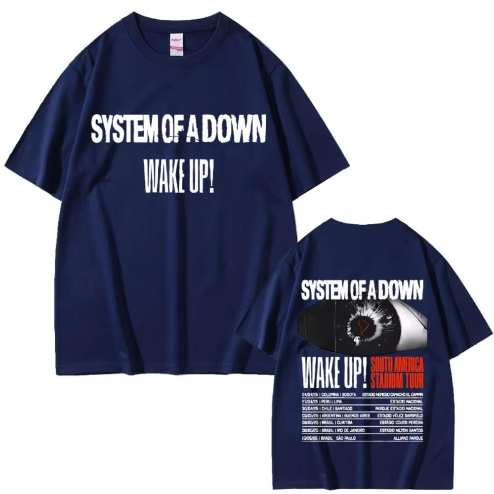 Rocková kapela System of A Down Wake Up South America Stadium Tour 2025 Tričko Alternativní Metalový Merch Trička Pánské Nadměrné Tričko