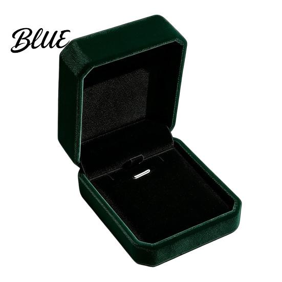 Velvet Jewelry Box High-end Storage Green Flip Suede Box Dark Cover Hard Case Scratch-Proof Shock-Proof Organizer for Travel Magnetic