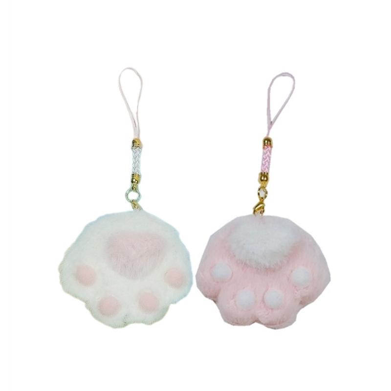 Cute Felt Cat Paws Hanging Pendant Sweet Phone Strap Bag Decoration Portable Y2K Hanging Ornament Lanyard for Girls Women