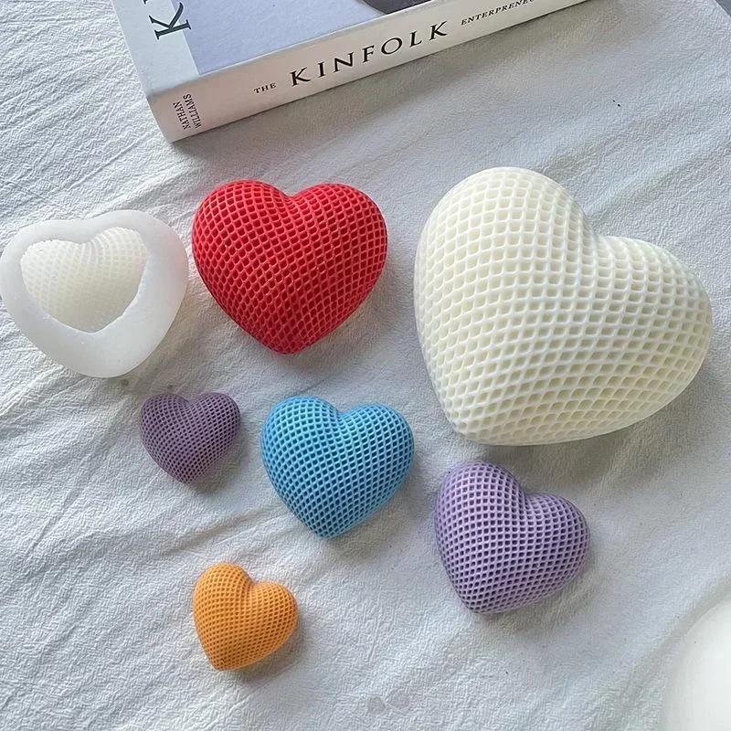 New Handmade Mold Woven Love Heart Silicone Mold Diy Heart-shaped Candle Soap Plaster Cake Chocolate Baking Valentine's Day Gift