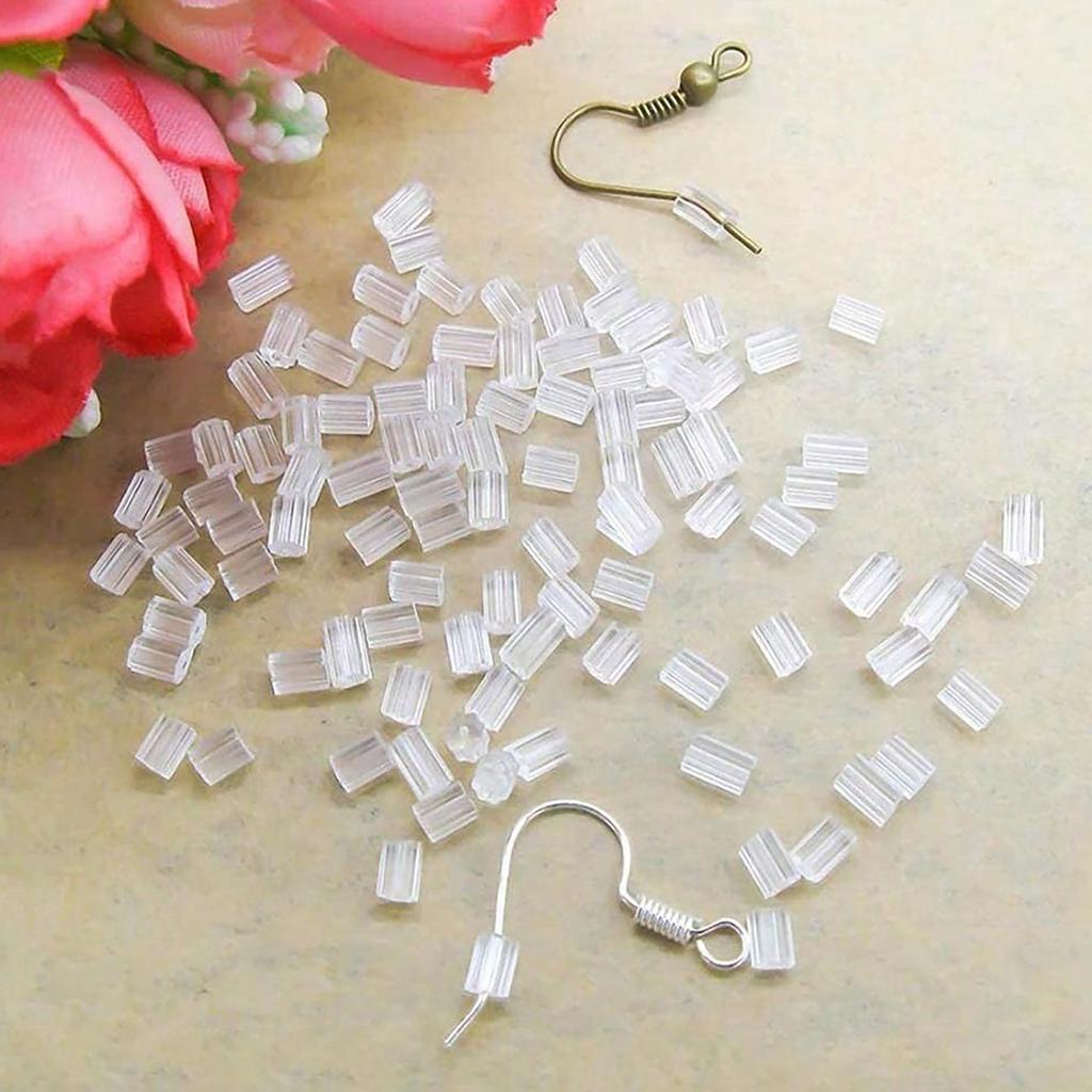 Anti-Drop Transparent Resin Earring Backs - Non-Allergenic, Octagonal, Cylindrical Suction Cups.