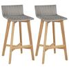 Day and Night - Day and Night Kitchen Stools 2 Units Solid Acacia Wood